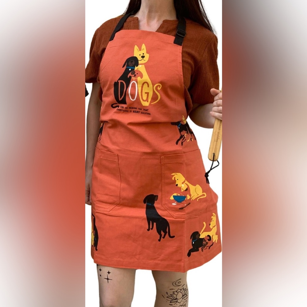 BLUE Q Unisex OS Dogs-Themed Apron Wrap Tie Cotton Retro Whimsical#09202510